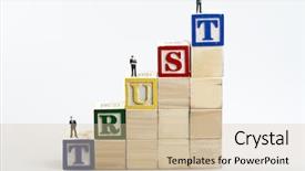  Presentation with trust - Theme enhanced with play school presentation - trust word and business man background and a  colored foreground
