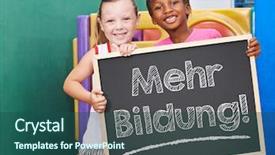  Presentation with backgound of education children art cryst - Slides enhanced with play school presentation - two children demanding on blackboard background and a ocean colored foreground