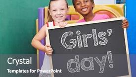  Presentation with blackboard - PPT theme with play school presentation - two happy children holding background and a  colored foreground