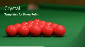  Presentation with play - Audience pleasing PPT theme consisting of play-snooker-ball-on-table backdrop and a forest green colored foreground