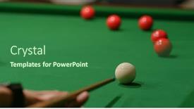  Presentation with play - Audience pleasing PPT layouts consisting of play-snooker-ball-on-table backdrop and a forest green colored foreground