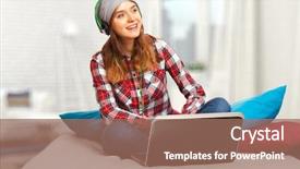  Presentation with music piona - Cool new PPT layouts with play station - teenage girl listening to music backdrop and a coral colored foreground