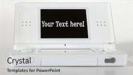  Presentation with grey - Colorful theme enhanced with play station - white console over a grey backdrop and a light gray colored foreground