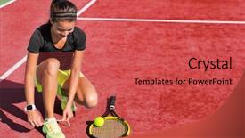  Presentation with woman sport - Colorful presentation design enhanced with play tennis on red backdrop and a red colored foreground