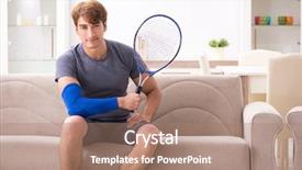  Presentation with sports injury - Audience pleasing theme consisting of play therapy - injured man recovering at home backdrop and a coral colored foreground