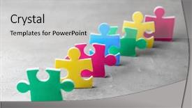  Presentation with play therapy - Audience pleasing slides consisting of play therapy child - colorful pieces of puzzle backdrop and a light gray colored foreground