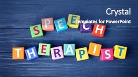  Presentation with play therapy - Amazing PPT theme having play therapy child - colourful cubes with text speech backdrop and a ocean colored foreground