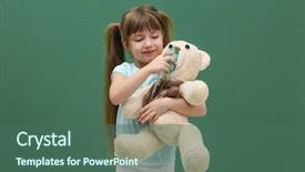 Presentation with play therapy - Colorful PPT layouts enhanced with play therapy child - cute little girl holding nebulizer backdrop and a ocean colored foreground