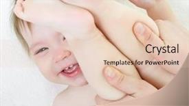  Presentation with baby girl - Theme with play therapy child - massage of cute smiling baby background and a lemonade colored foreground