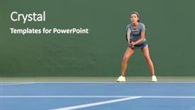  Presentation with lawn tennis a hard court - PPT theme having play waiting to receive serve background and a dark gray colored foreground