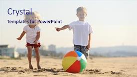  Presentation with beach ball - Colorful PPT layouts enhanced with play with a beach ball backdrop and a sky blue colored foreground