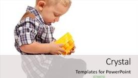  Presentation with play - Amazing slide deck having play with construction toy blocks backdrop and a light gray colored foreground