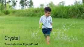  Presentation with play infants and toddlers - Slide set consisting of play with the bubble gun background and a  colored foreground