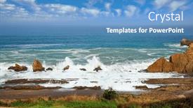  Presentation with beach rocks - Presentation having playa-de-la-arnia-beach background and a  colored foreground