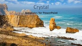  Presentation with beach rocks - PPT theme consisting of playa-de-la-arnia-beach background and a  colored foreground