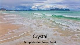  Presentation with summer at the beach - Presentation theme enhanced with playa de muro mallorca balearic background and a light gray colored foreground