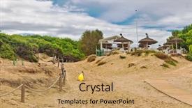  Presentation with cafe - Amazing PPT theme having playa de muro mallorca balearic backdrop and a coral colored foreground