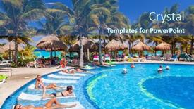  Presentation with resorts - Beautiful PPT theme featuring playa-del-carmen-mexico-july backdrop and a ocean colored foreground