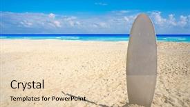  Presentation with mexico cancun - Beautiful PPT theme featuring playa delfines beach surf board backdrop and a lemonade colored foreground