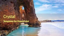  Presentation with spain - PPT theme with playa las catedrales catedrais beach background and a tawny brown colored foreground
