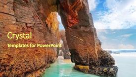  Presentation with erosion - Presentation design enhanced with playa las catedrales catedrais beach background and a tawny brown colored foreground