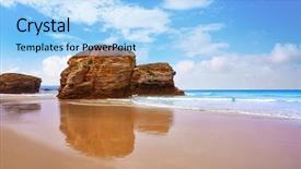  Presentation with beach - Amazing PPT theme having playa las catedrales catedrais beach backdrop and a light blue colored foreground