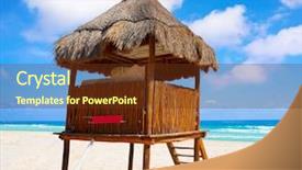  Presentation with mexico cancun - PPT theme with playa marlin in cancun beach background and a tawny brown colored foreground