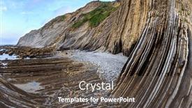  Presentation with beach rocks - Presentation with playa-zumaya-flysch-unique-landscape background and a dark gray colored foreground