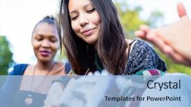  Presentation with little asian girl receiving vaccination - Colorful slide deck enhanced with player asian girl making music backdrop and a light blue colored foreground