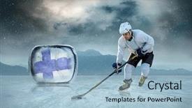  Presentation with ice hockey - Colorful PPT theme enhanced with player at the ice finland backdrop and a  colored foreground