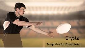  Presentation with rugby - PPT theme with player doing a side pass background and a coral colored foreground