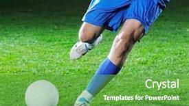  Presentation with soccer field - Slides featuring player doing kick with ball background and a tawny brown colored foreground