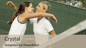  Presentation with winning - Presentation theme having player embrace after a winning background and a  colored foreground