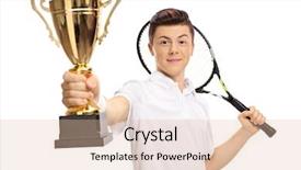  Presentation with tennis - Slides enhanced with player holding a golden trophy background and a lemonade colored foreground