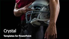  Presentation with american football - Audience pleasing presentation theme consisting of player holding a head gear backdrop and a black colored foreground
