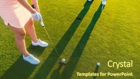  Presentation with professional - PPT theme with player holding the putter golf background and a tawny brown colored foreground