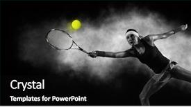  Presentation with tennis - Slide set having player in action during game background and a black colored foreground