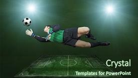  Presentation with football field - Colorful PPT layouts enhanced with player in action at the grunge football field backdrop and a tawny brown colored foreground