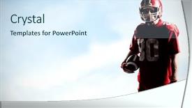  Presentation with football blue - PPT theme having player in helmet holding rugby background and a sky blue colored foreground