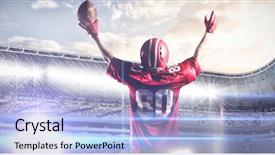  Presentation with american football and helmet on field - Audience pleasing theme consisting of player in helmet holding rugby backdrop and a light blue colored foreground