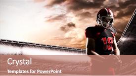  Presentation with american football - Cool new slides with player in helmet holding rugby backdrop and a coral colored foreground