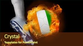  Presentation with football - Slide set with player kicking flaming ivory coast background and a tawny brown colored foreground