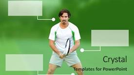  Presentation with infographic - Audience pleasing presentation design consisting of player man with blank infographic backdrop and a seafoam green colored foreground