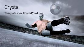  Presentation with football field - Slides with player on field of olimpic background and a  colored foreground