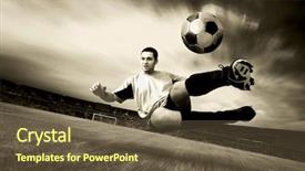  Presentation with football field - Colorful PPT layouts enhanced with player on field of olimpic backdrop and a  colored foreground