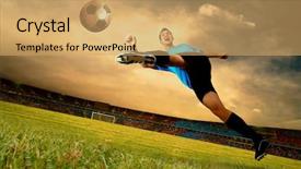  Presentation with football field - Colorful slide deck enhanced with player on field of olimpic backdrop and a yellow colored foreground