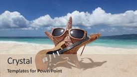  Presentation with philippines - Audience pleasing theme consisting of player on sand of tropical backdrop and a coral colored foreground