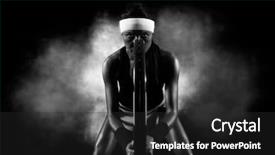  Presentation with professional tennis player athlete man - Amazing slide deck having player portrait on dark background backdrop and a dark gray colored foreground