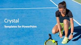  Presentation with tennis shoes - Slides having player preparing for summer tournament background and a teal colored foreground