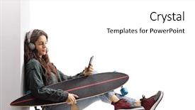  Presentation with teenage girl - Presentation theme with player profile - teenage skater girl background and a white colored foreground